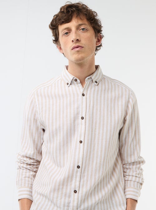 Camicia a righe in lino e cotone - Kiabi Camicia a righe in lino e cotone - Kiabi