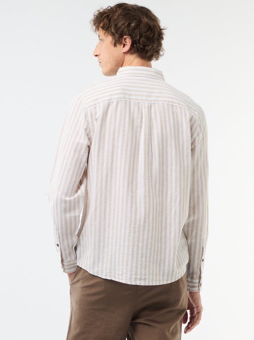 Camicia a righe in lino e cotone - Kiabi Camicia a righe in lino e cotone - Kiabi