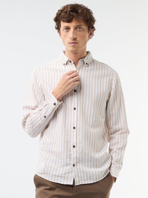 Camicia a righe in lino e cotone - Kiabi Camicia a righe in lino e cotone - Kiabi