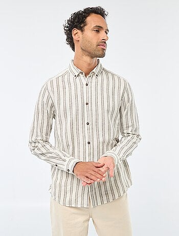 Camicia a righe in lino e cotone