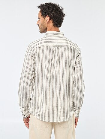 Camicia a righe in lino e cotone