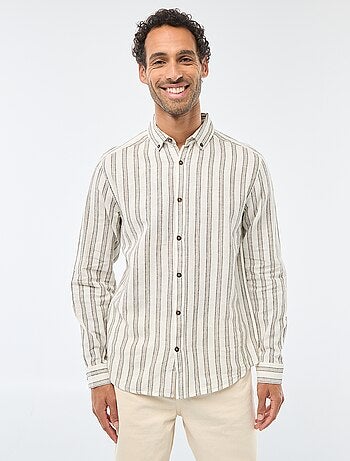 Camicia a righe in lino e cotone