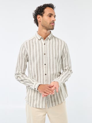 Camicia a righe in lino e cotone