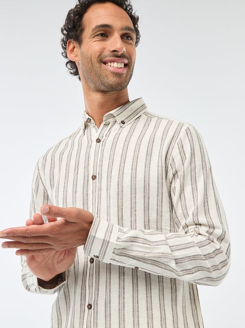 Camicia a righe in lino e cotone - Kiabi