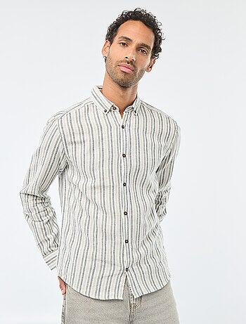 Camicia a righe in lino e cotone