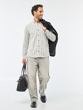 Camicia a righe in lino e cotone