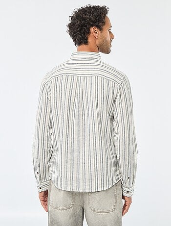 Camicia a righe in lino e cotone