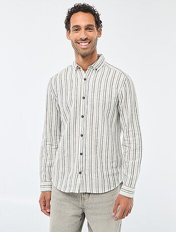 Camicia a righe in lino e cotone