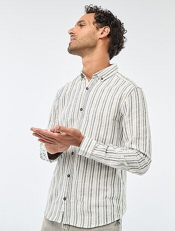 Camicia a righe in lino e cotone