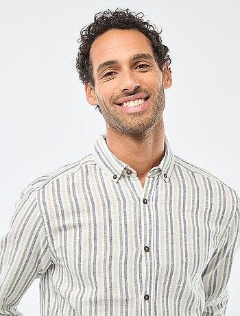 Camicia a righe in lino e cotone