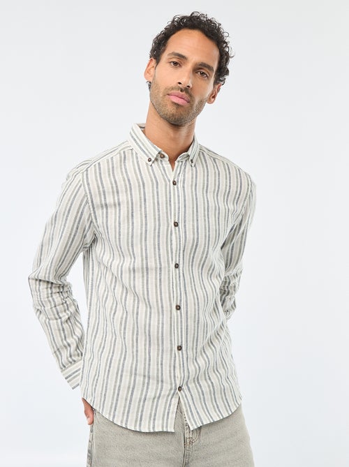 Camicia a righe in lino e cotone - Kiabi