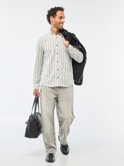 Camicia a righe in lino e cotone - Kiabi