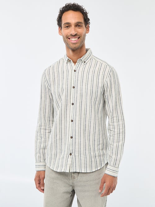 Camicia a righe in lino e cotone - Kiabi