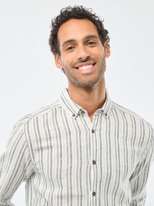 Camicia a righe in lino e cotone - Kiabi