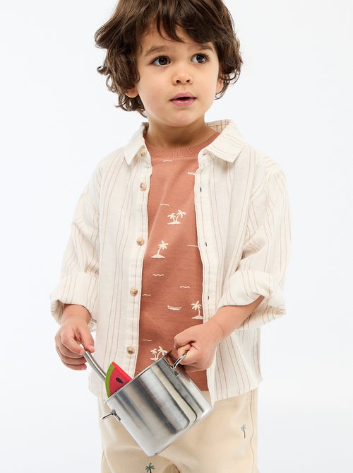 Camicia a righe in lino e cotone - Kiabi Camicia a righe in lino e cotone - Kiabi