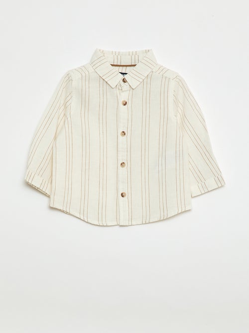 Camicia a righe in lino e cotone - Kiabi Camicia a righe in lino e cotone - Kiabi