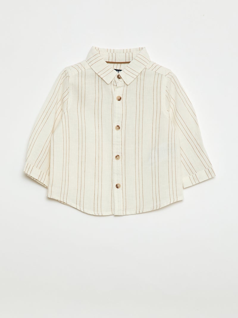 Camicia a righe in lino e cotone Bianco - Kiabi