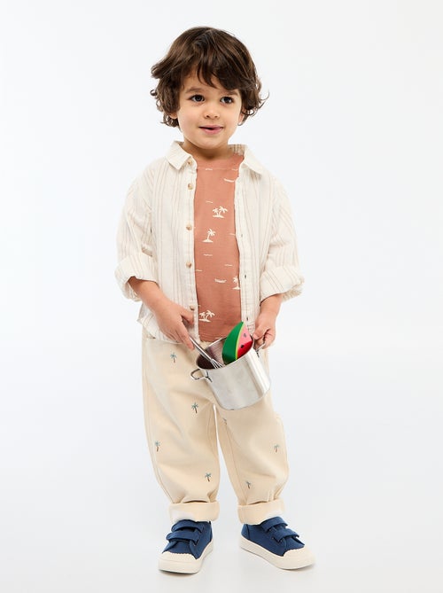 Camicia a righe in lino e cotone - Kiabi Camicia a righe in lino e cotone - Kiabi