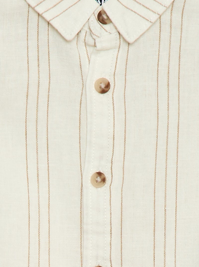 Camicia a righe in lino e cotone Bianco - Kiabi