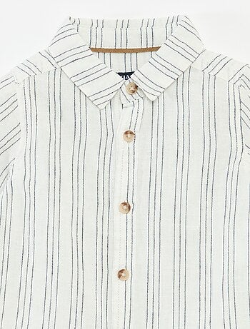 Camicia a righe in lino e cotone
