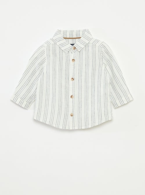Camicia a righe in lino e cotone - Kiabi Camicia a righe in lino e cotone - Kiabi