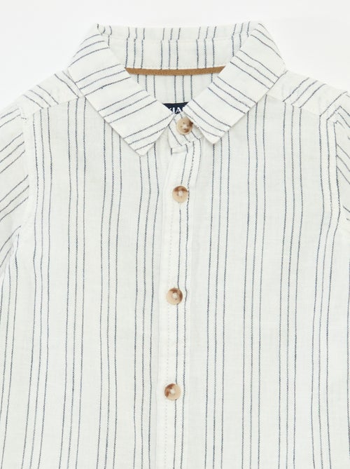 Camicia a righe in lino e cotone - Kiabi Camicia a righe in lino e cotone - Kiabi