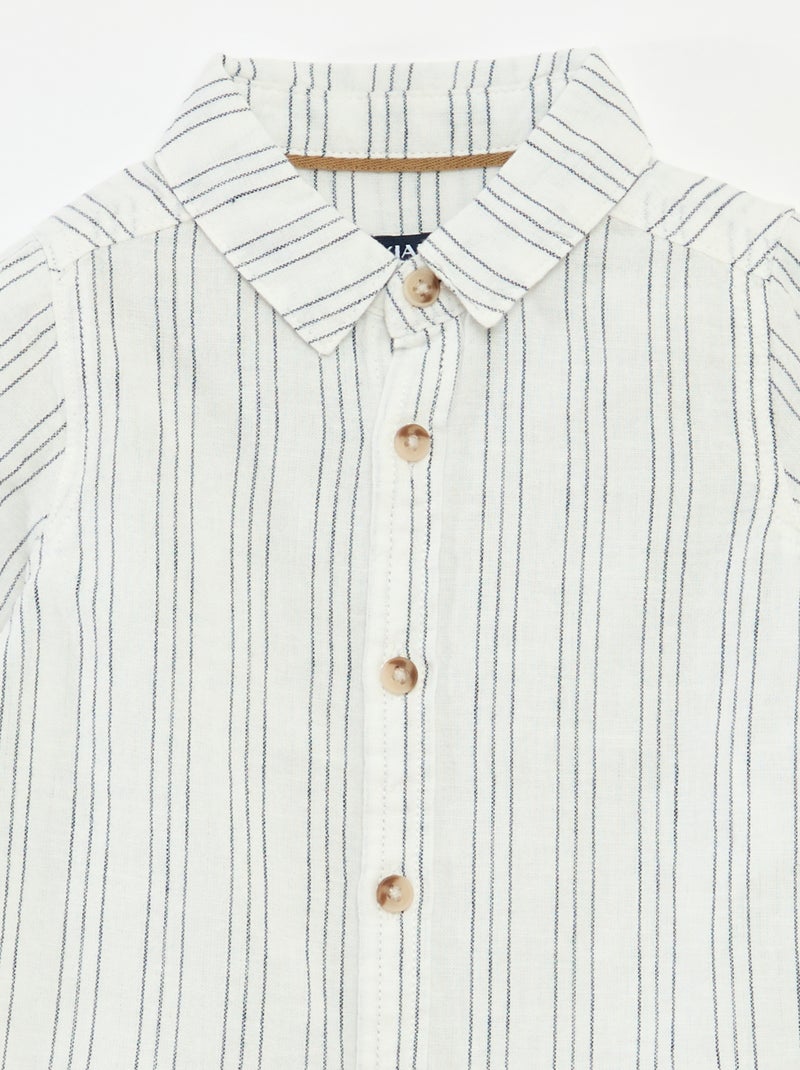Camicia a righe in lino e cotone Bianco - Kiabi
