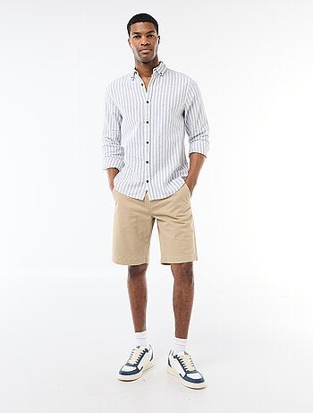 Camicia a righe in lino e cotone