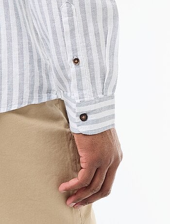 Camicia a righe in lino e cotone