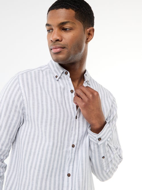 Camicia a righe in lino e cotone - Kiabi Camicia a righe in lino e cotone - Kiabi
