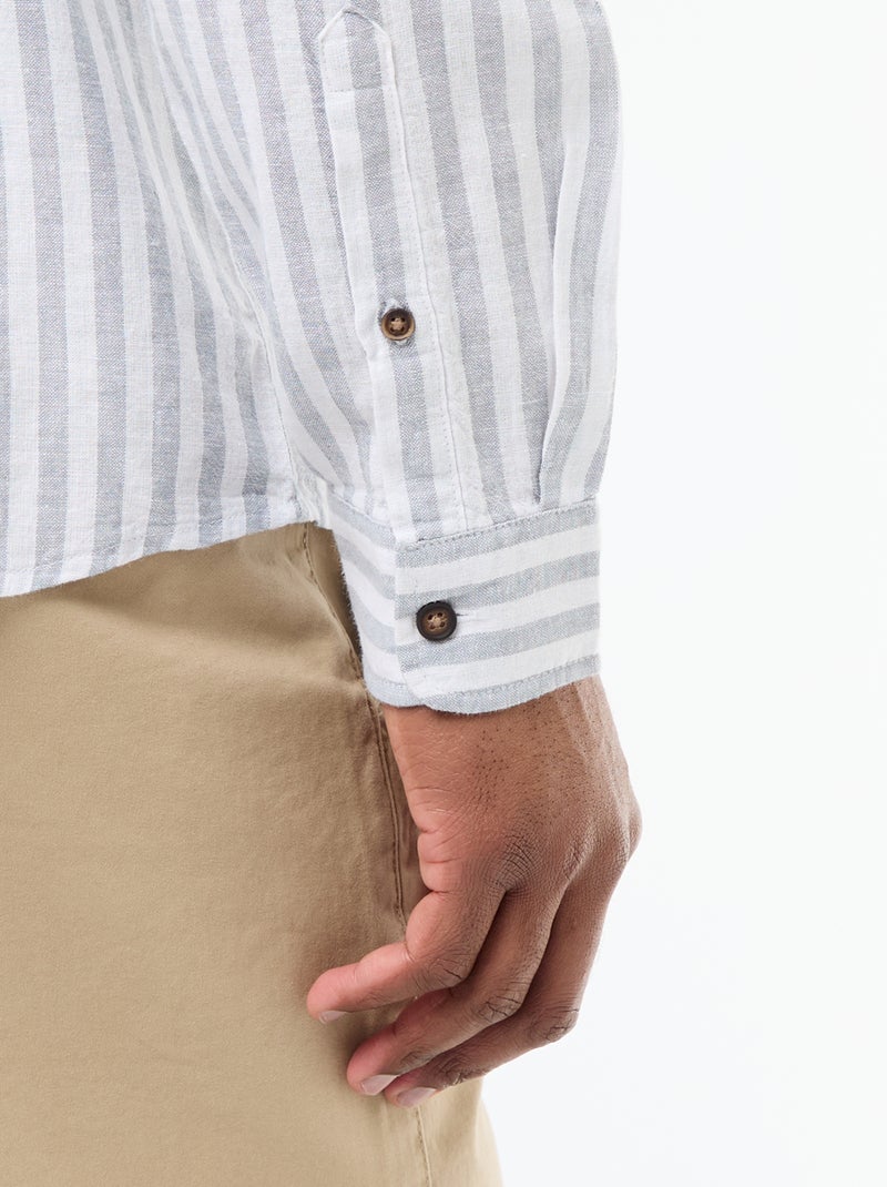 Camicia a righe in lino e cotone Blu - Kiabi