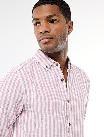 Camicia a righe in lino e cotone