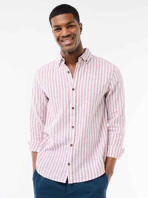 Camicia a righe in lino e cotone - Kiabi Camicia a righe in lino e cotone - Kiabi