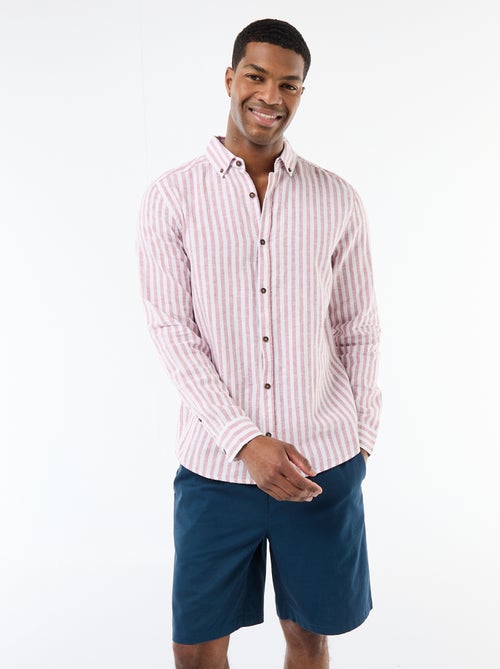 Camicia a righe in lino e cotone - Kiabi Camicia a righe in lino e cotone - Kiabi