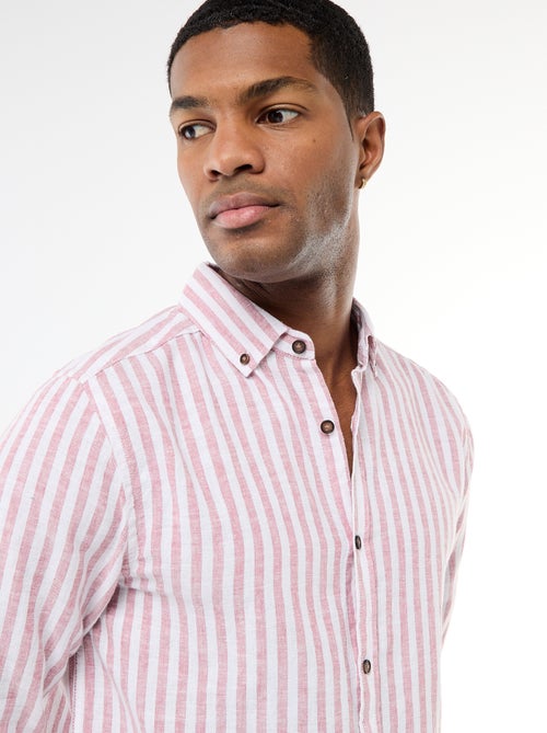 Camicia a righe in lino e cotone - Kiabi Camicia a righe in lino e cotone - Kiabi