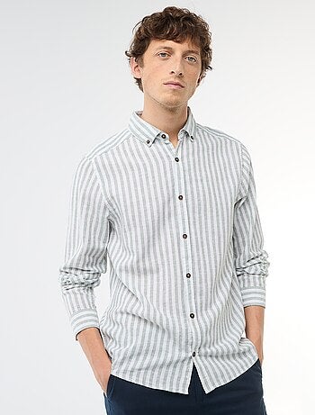 Camicia a righe in lino e cotone