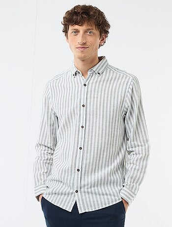 Camicia a righe in lino e cotone