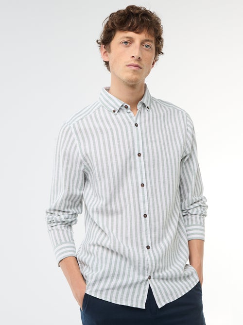 Camicia a righe in lino e cotone - Kiabi Camicia a righe in lino e cotone - Kiabi