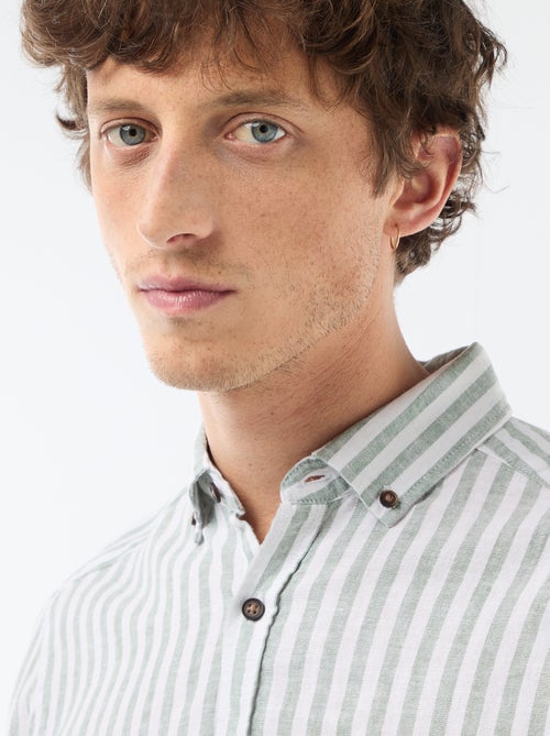 Camicia a righe in lino e cotone - Kiabi Camicia a righe in lino e cotone - Kiabi