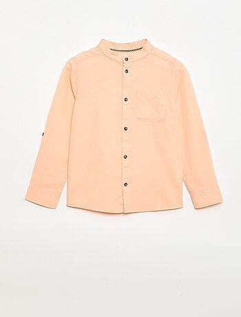 Camicia a righe in misto lino