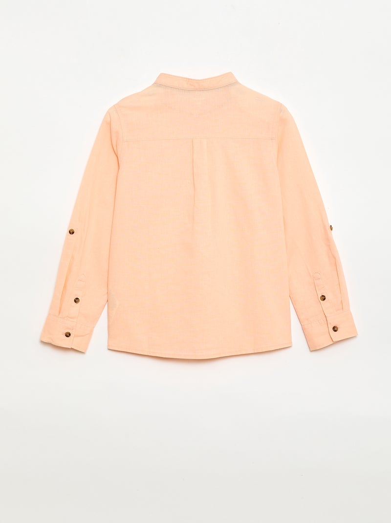 Camicia a righe in misto lino Arancione - Kiabi