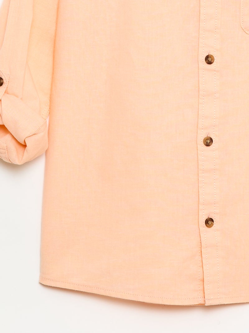 Camicia a righe in misto lino Arancione - Kiabi