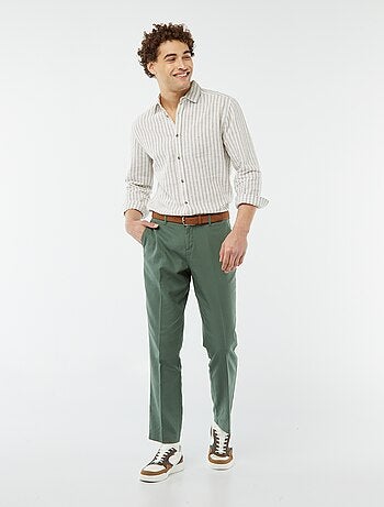 Camicia a righe in misto lino