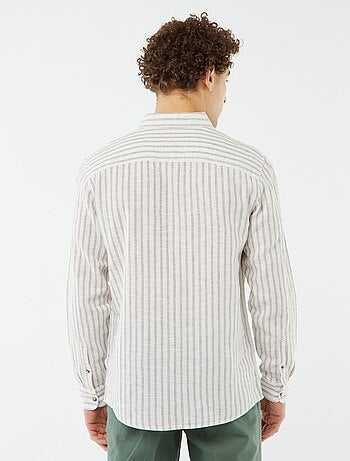 Camicia a righe in misto lino