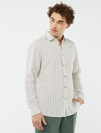 Camicia a righe in misto lino