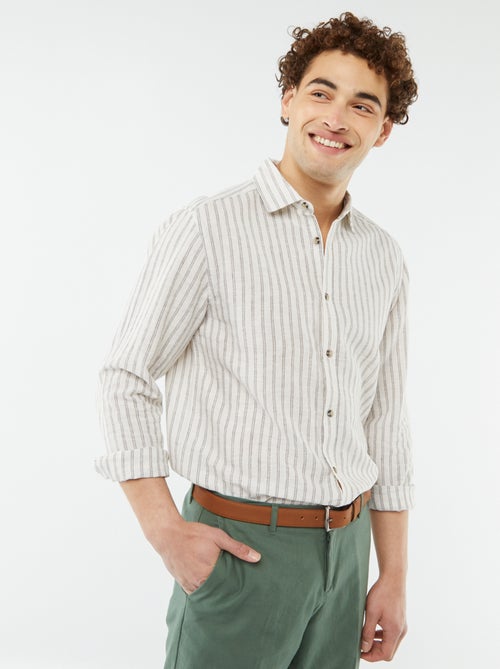 Camicia a righe in misto lino - Kiabi
