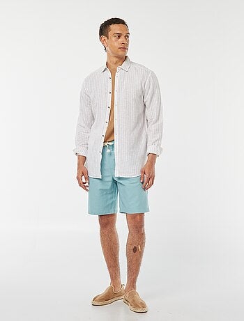 Camicia a righe in misto lino