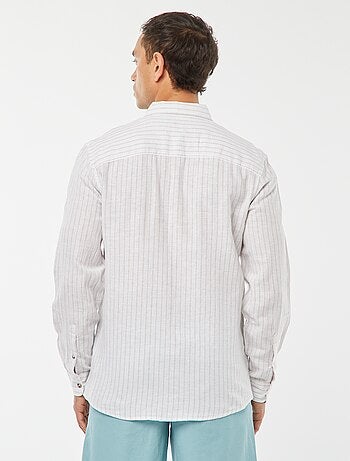 Camicia a righe in misto lino