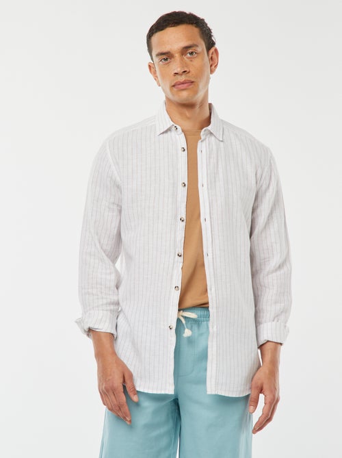 Camicia a righe in misto lino - Kiabi
