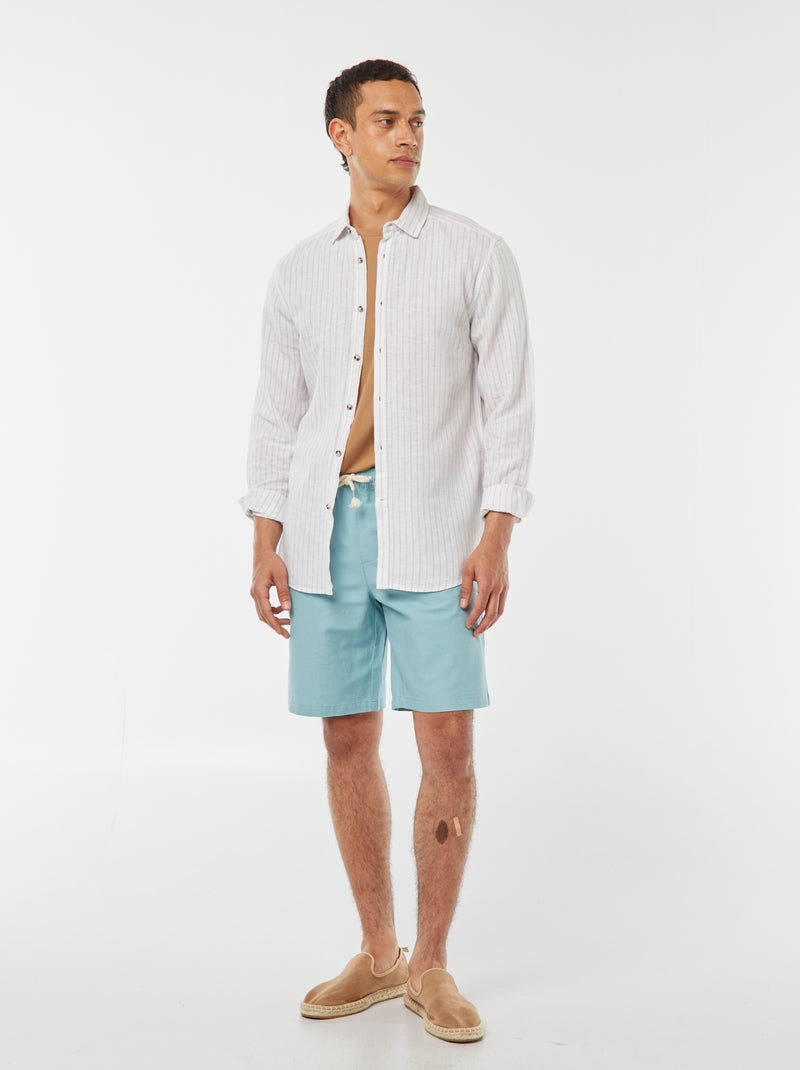 Camicia a righe in misto lino BEIGE - Kiabi